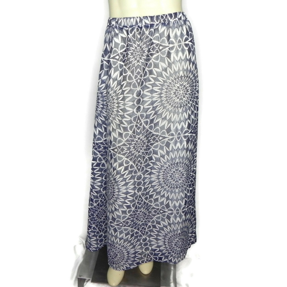 Gap Womens Maxi Skirt 1X 2X Blue Mandala Sheer Ove